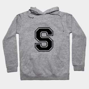 Initial Letter S - Varsity Style Design - Black stag Hoodie